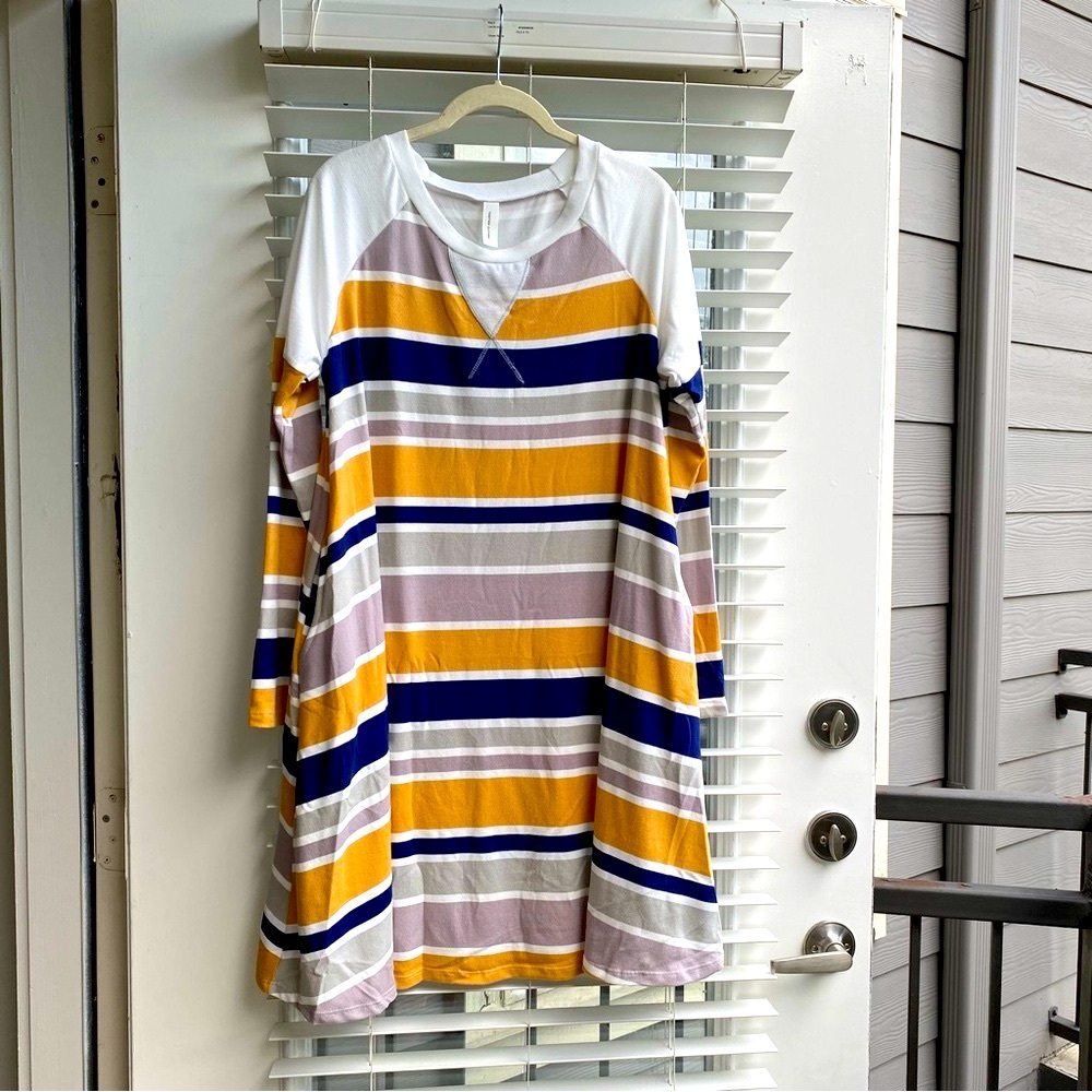 Together Clothing French Terry Long sleeve scoop neck pockets Large Fall Dress